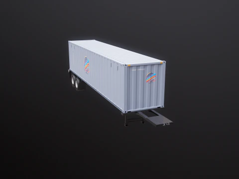 ISO Shipping Container Semi Trailer 3D Model