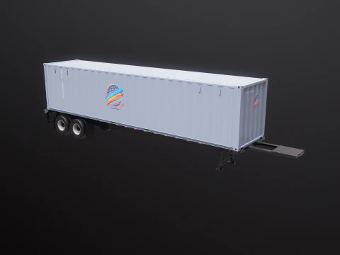 ISO Shipping Container Semi Trailer 3D Model