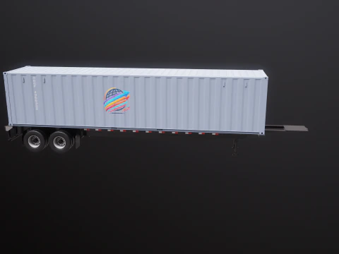 ISO Shipping Container Semi Trailer 3D Model