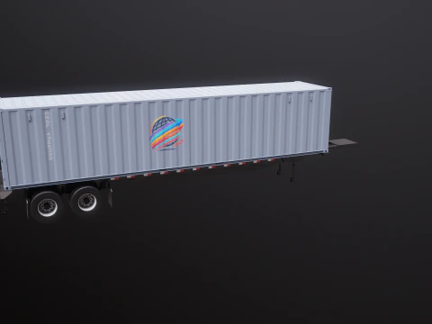 ISO Shipping Container Semi Trailer 3D Model