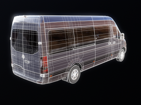 Autobus lungo Mercedes Sprinter Modello 3D