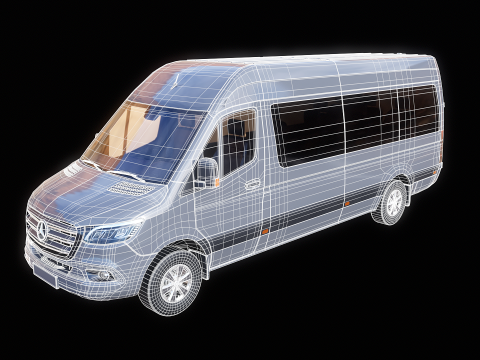 Autobus lungo Mercedes Sprinter Modello 3D