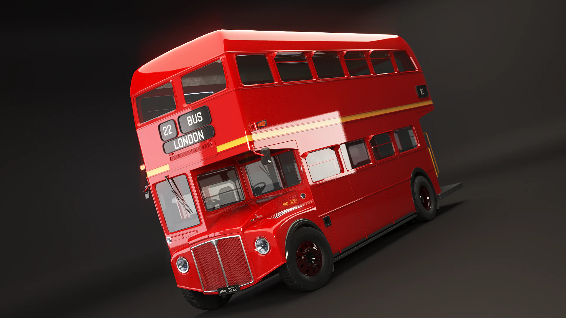 Routemaster Classic London Bus 3D Model .c4d .max .obj .3ds .fbx .stl .blend