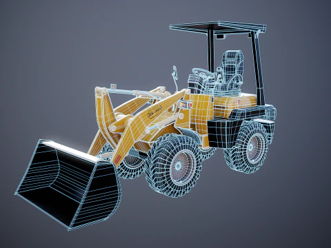 Piccola pala gommata agricola Modello 3D