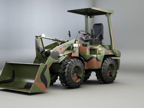 Carregadeira militar pequena com rodas Modelo 3D