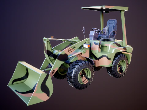 Small Military Wheeled Loader 3D Model