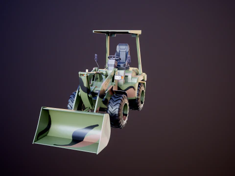 Small Military Wheeled Loader 3D Model