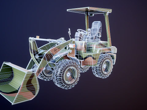Small Military Wheeled Loader 3D Model