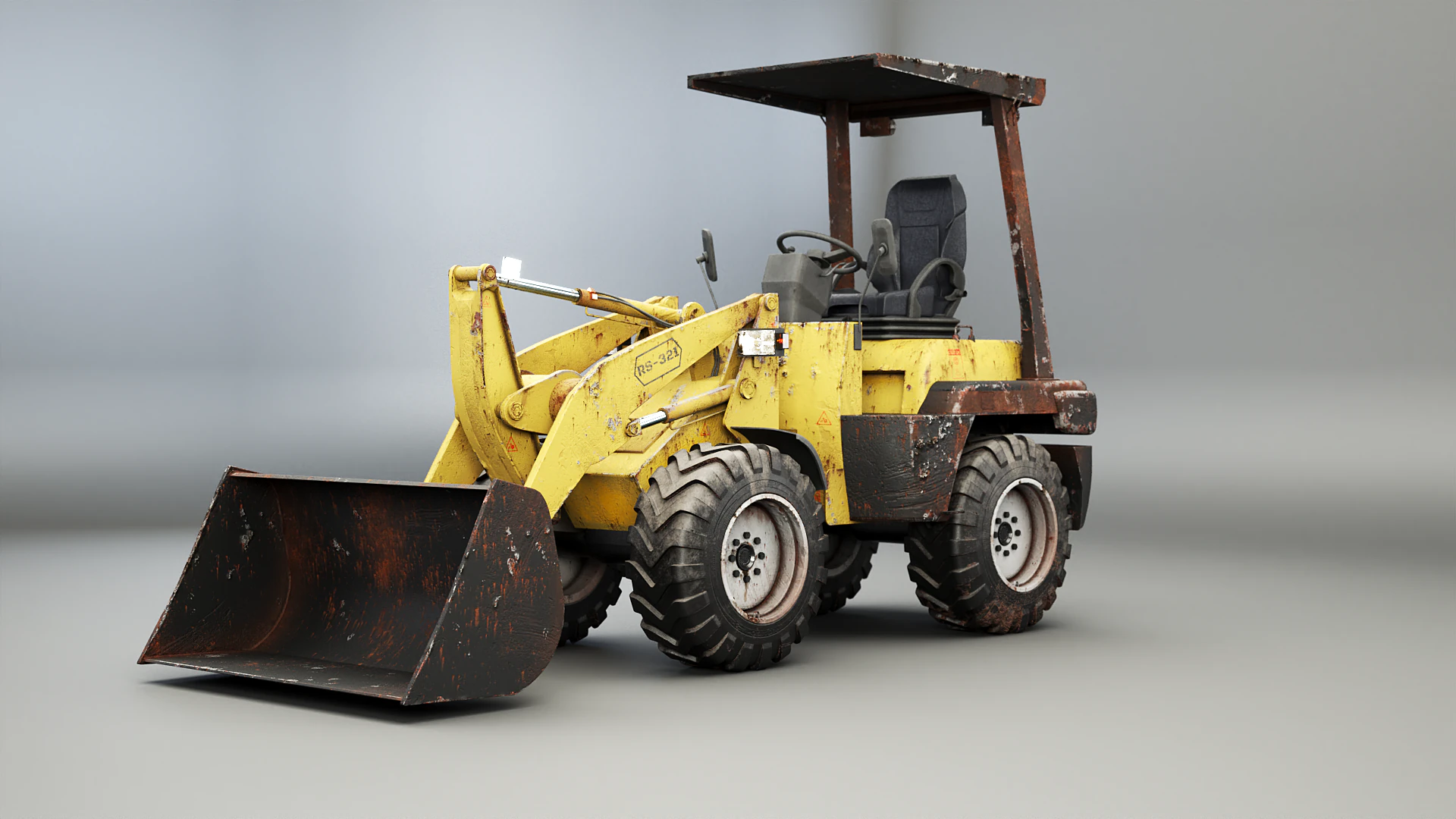 Piccola pala gommata agricola usata Modello 3D .c4d .max .obj .3ds .fbx .stl .blend