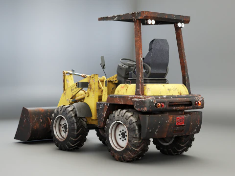 Piccola pala gommata agricola usata Modello 3D