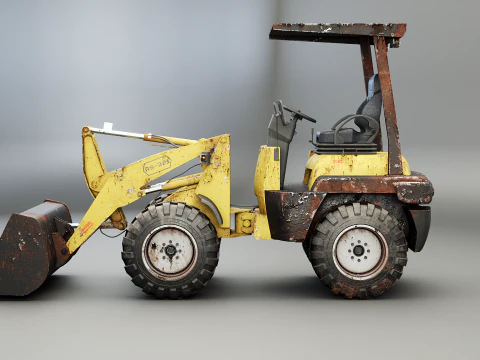 Piccola pala gommata agricola usata Modello 3D