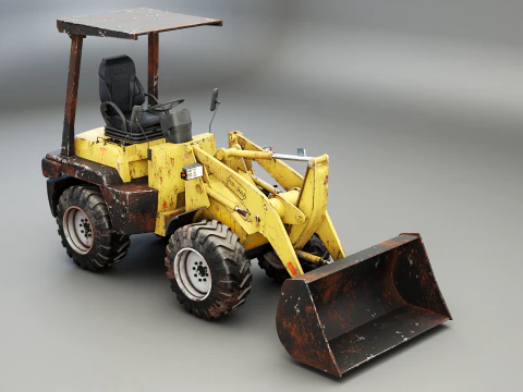 Piccola pala gommata agricola usata Modello 3D