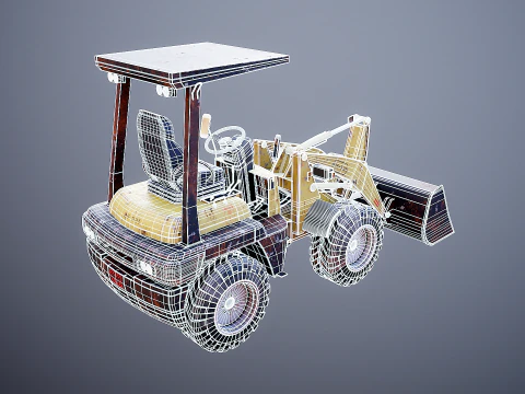 Piccola pala gommata agricola usata Modello 3D