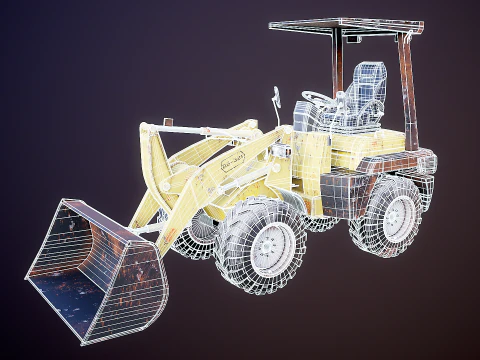 Piccola pala gommata agricola usata Modello 3D