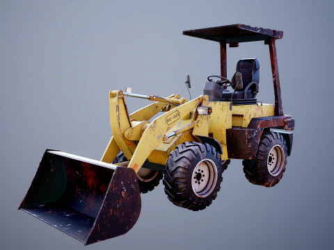 Piccola pala gommata agricola usata Modello 3D