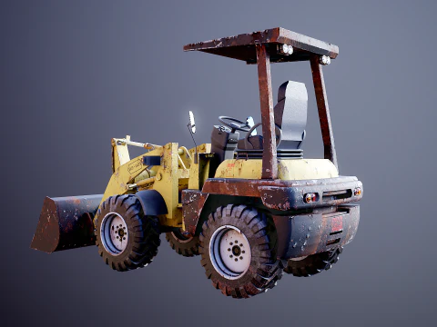 Piccola pala gommata agricola usata Modello 3D