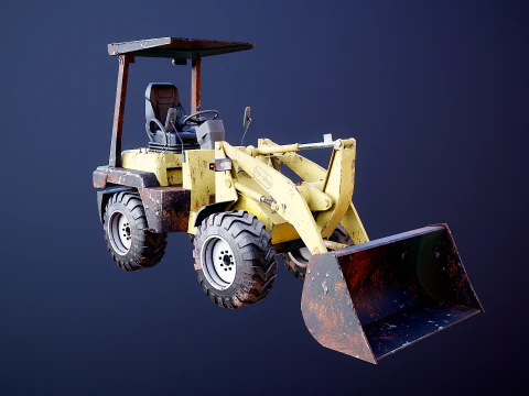 Piccola pala gommata agricola usata Modello 3D