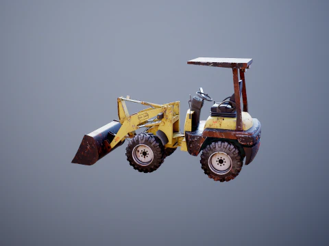 Piccola pala gommata agricola usata Modello 3D