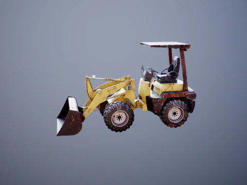 Piccola pala gommata agricola usata Modello 3D