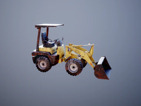 Piccola pala gommata agricola usata Modello 3D