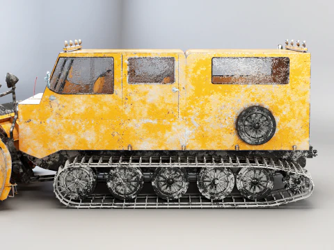 Used Thiokol Spryte Snowcat and Snowplow 3D Model