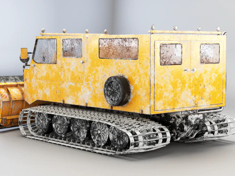 Used Thiokol Spryte Snowcat and Snowplow 3D Model