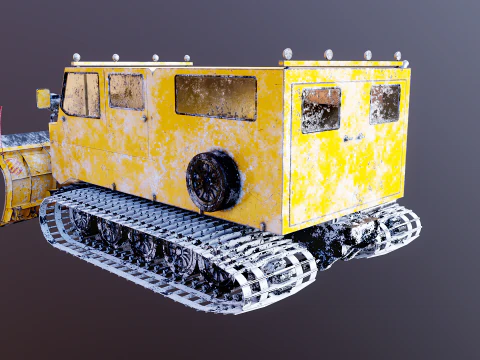 Used Thiokol Spryte Snowcat and Snowplow 3D Model
