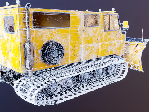 Used Thiokol Spryte Snowcat and Snowplow 3D Model