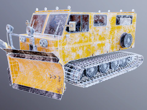 Used Thiokol Spryte Snowcat and Snowplow 3D Model