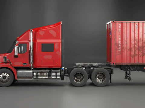 Semirimorchio generico usato con rimorchio per container ISO Modello 3D