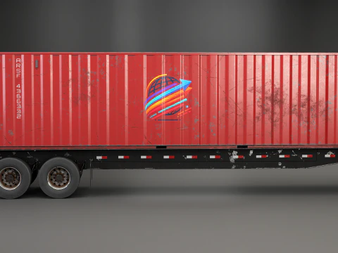 Semirimorchio generico usato con rimorchio per container ISO Modello 3D