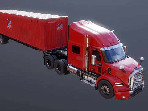 Semirimorchio generico usato con rimorchio per container ISO Modello 3D