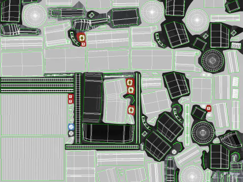 Semirimorchio generico usato con rimorchio per container ISO Modello 3D