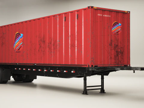 Semirimorchio generico usato con rimorchio per container ISO Modello 3D