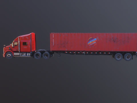 Semirimorchio generico usato con rimorchio per container ISO Modello 3D