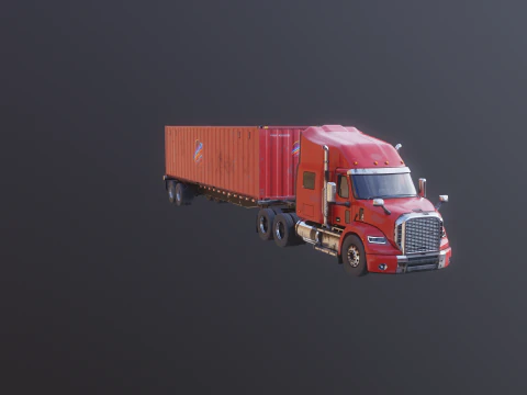 Semirimorchio generico usato con rimorchio per container ISO Modello 3D