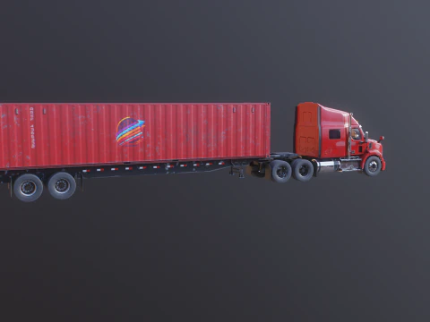 Semirimorchio generico usato con rimorchio per container ISO Modello 3D