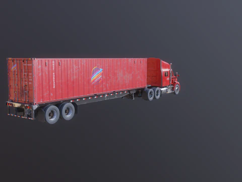 Semirimorchio generico usato con rimorchio per container ISO Modello 3D