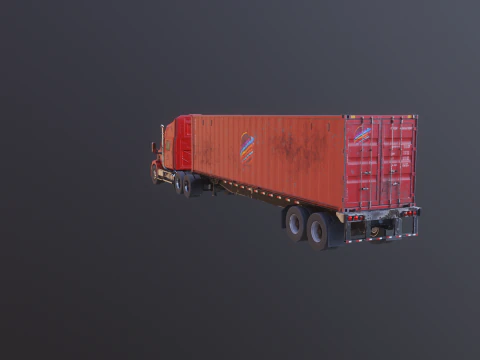 Semirimorchio generico usato con rimorchio per container ISO Modello 3D