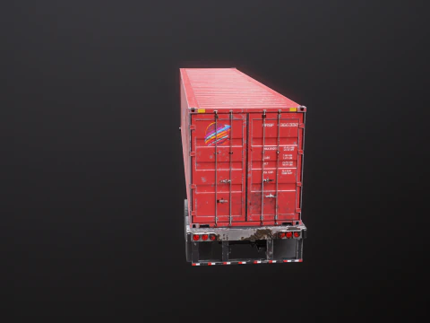 Used Old ISO Shipping Container Semi Trailer 3D Model
