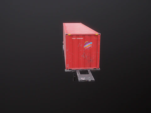 Used Old ISO Shipping Container Semi Trailer 3D Model