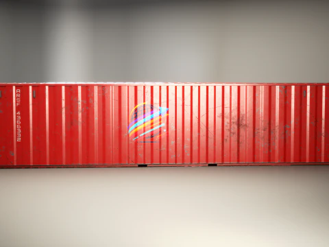 Used Old ISO Shipping Container Semi Trailer 3D Model
