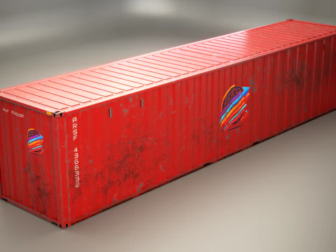 Used Old ISO Shipping Container Semi Trailer 3D Model
