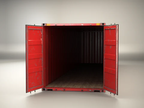 Used Old ISO Shipping Container Semi Trailer 3D Model