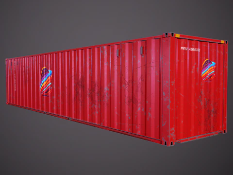Used Old ISO Shipping Container Semi Trailer 3D Model