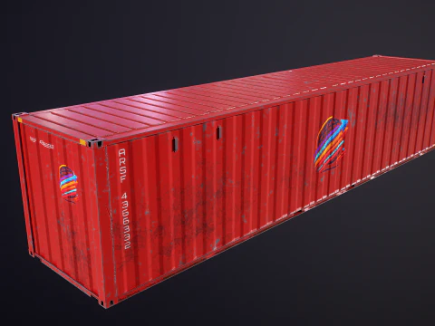 Used Old ISO Shipping Container Semi Trailer 3D Model