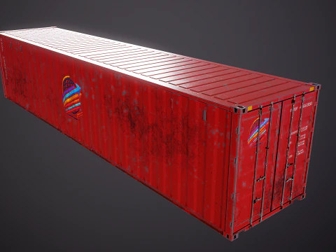 Used Old ISO Shipping Container Semi Trailer 3D Model