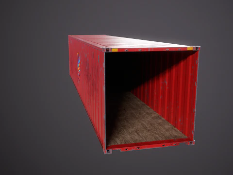 Used Old ISO Shipping Container Semi Trailer 3D Model