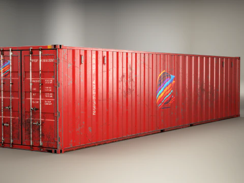 Used Old ISO Shipping Container Semi Trailer 3D Model