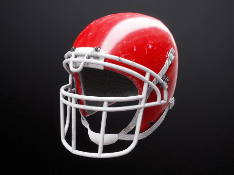 Old Used American Football Helmet 3D Model